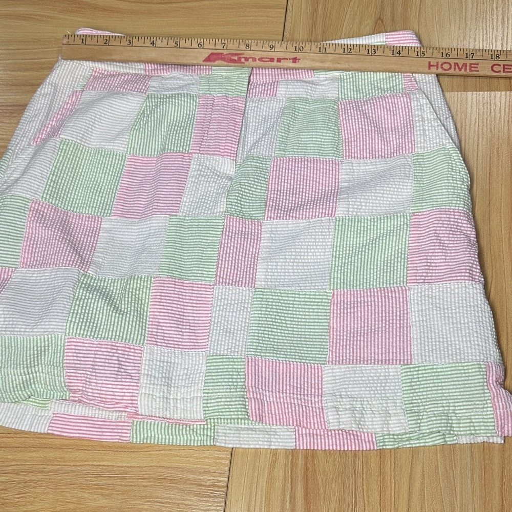Izod golf  Patchwork Mini Skirt size6 cotton pastel wafle fábric atletic pockets - Picture 2 of 11